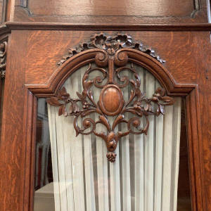 Liège-style buffet in two parts, made of patinated solid oak – 20th century