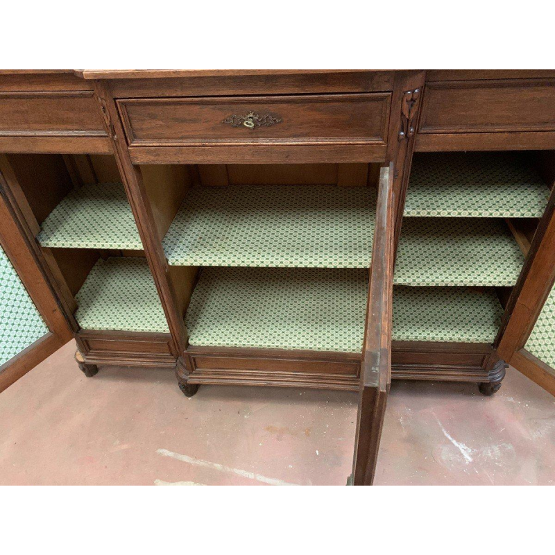 Liège-style buffet in two parts, made of patinated solid oak – 20th century