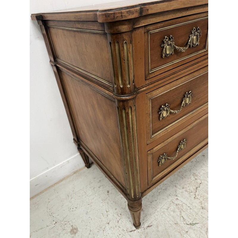 Louis XVI style mahogany commode with a grey veined marble top – 19th century
