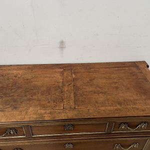 Louis XVI style mahogany commode with a grey veined marble top – 19th century
