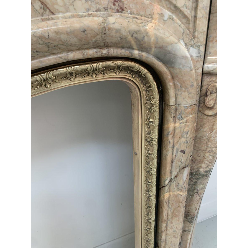 Louis XV style fireplace in red breccia marble – 19th century