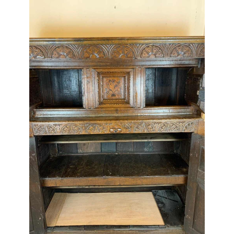 Carved and inlaid oak credenza, France, 17th century