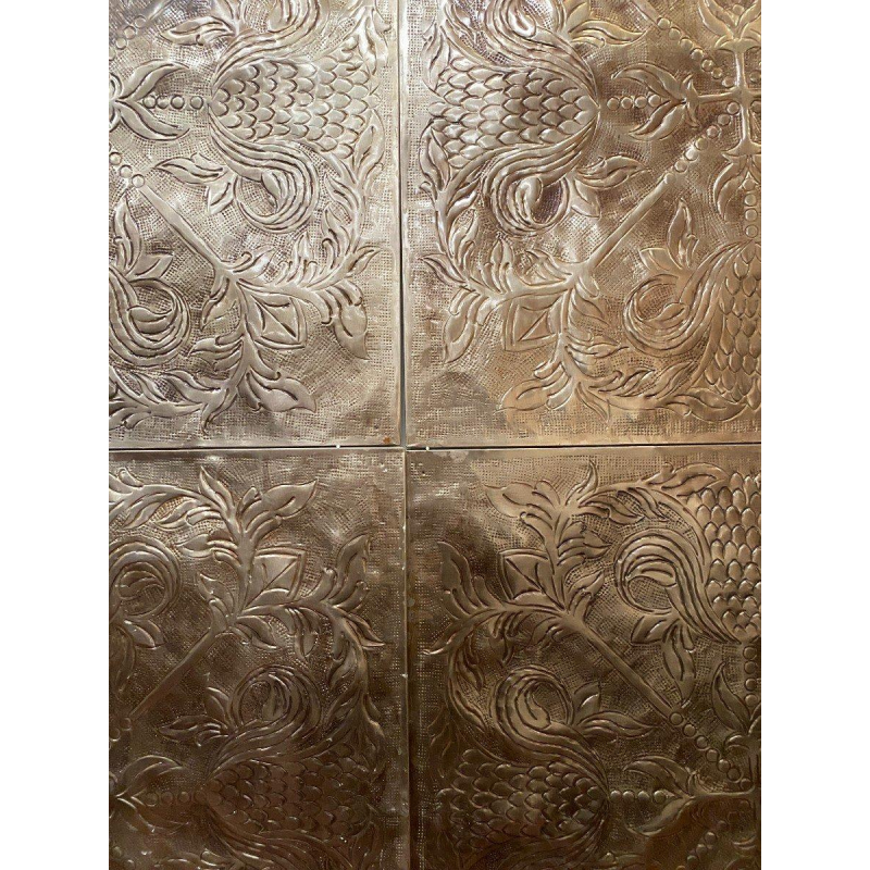 Wall panels with stylized floral decoration, repoussé metal – 20th century
