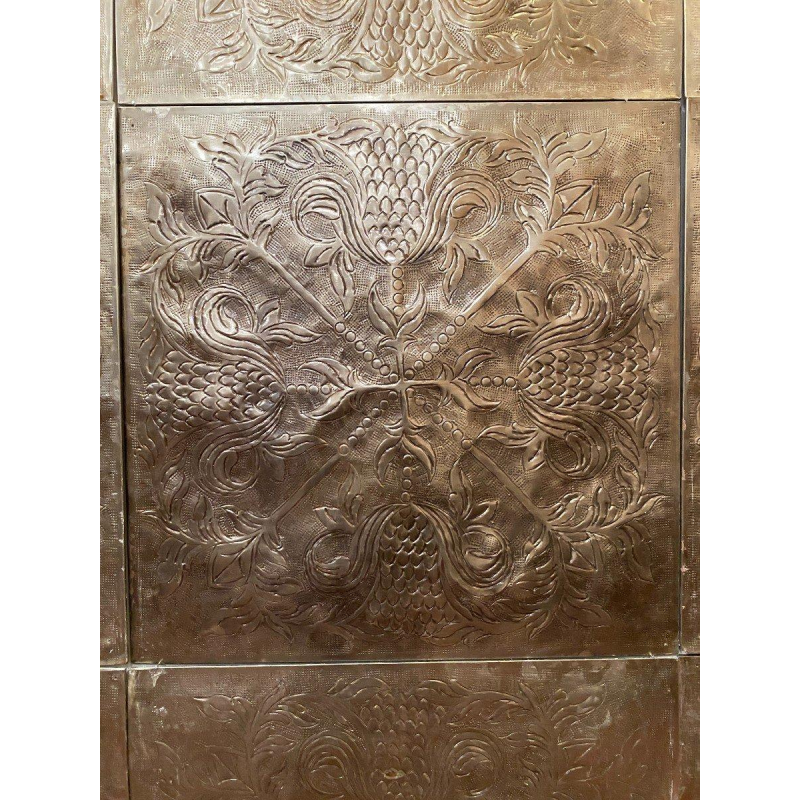 Wall panels with stylized floral decoration, repoussé metal – 20th century