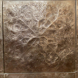 Wall panels with stylized floral decoration, repoussé metal – 20th century