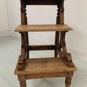 Three-step stained wooden library staircase – 19th century