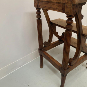 Three-step stained wooden library staircase – 19th century