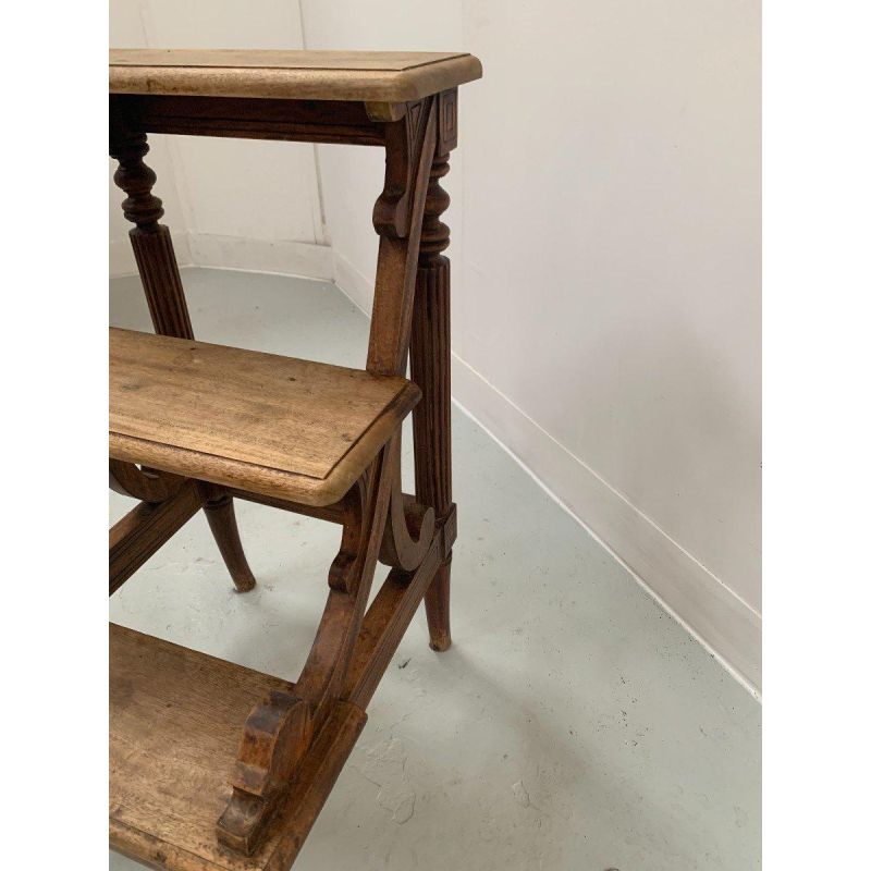 Three-step stained wooden library staircase – 19th century