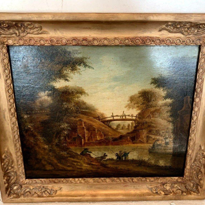 Oil on oak panel "Lively Landscape" – 19th century