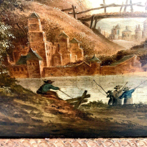 Oil on oak panel "Lively Landscape" – 19th century