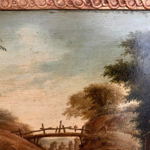 Huile sur panneau de chêne « Paysage animé » – XIXᵉ siècle