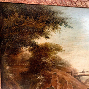 Oil on oak panel "Lively Landscape" – 19th century