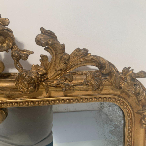 Louis XV style mirror in wood and stucco gilded with gold leaf – 19th century