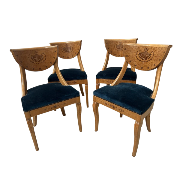 Set van vier esdoornhouten stoelen in Charles X-stijl – 20e eeuw