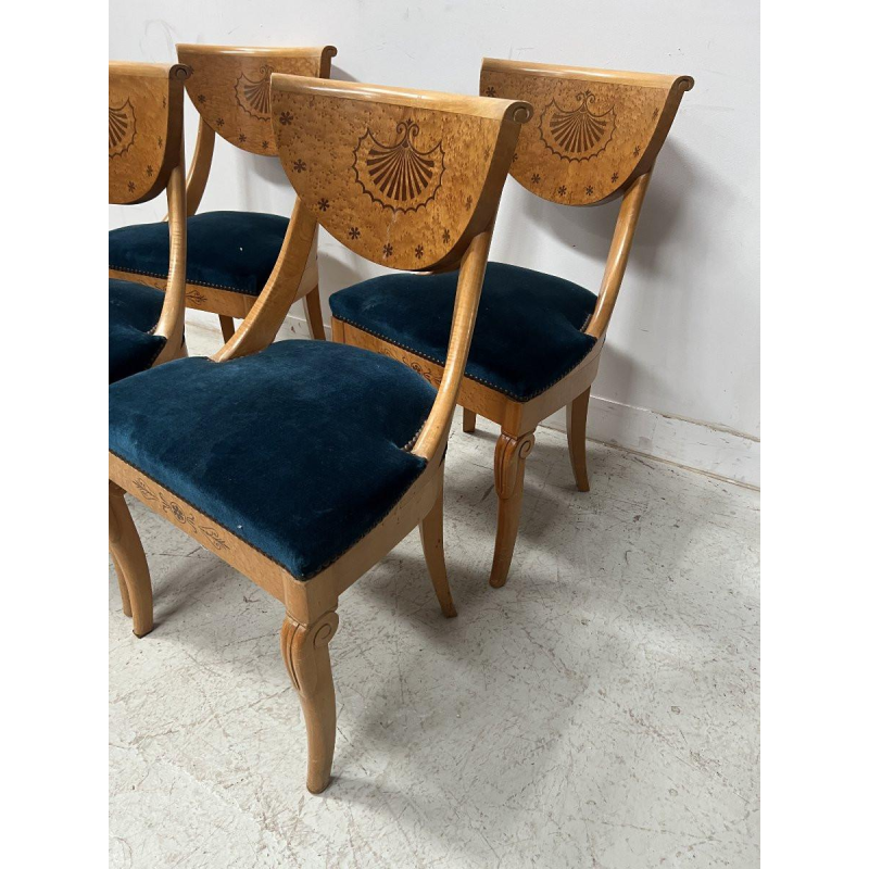 Set of four Charles X style maple wood chairs – 20th century