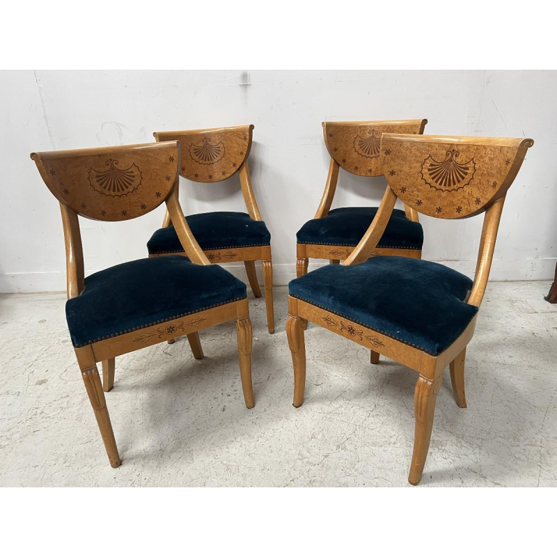 Set of four Charles X style maple wood chairs – 20th century