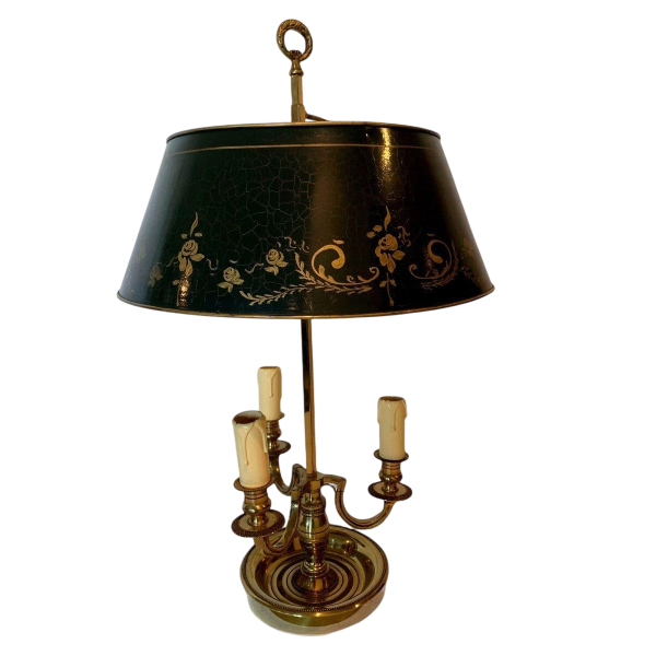 Bronze and patinated sheet metal bouillotte lamp – 20th century