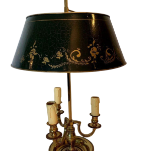 Bouillotte lamp van brons en gepatineerd plaatstaal – 20e eeuw