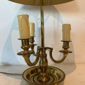 Bronze and patinated sheet metal bouillotte lamp – 20th century