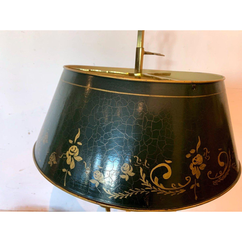 Bouillotte lamp van brons en gepatineerd plaatstaal – 20e eeuw