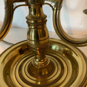 Bronze and patinated sheet metal bouillotte lamp – 20th century