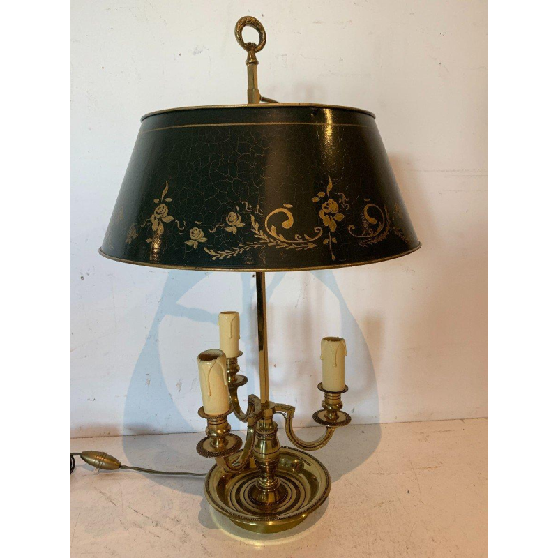 Bronze and patinated sheet metal bouillotte lamp – 20th century