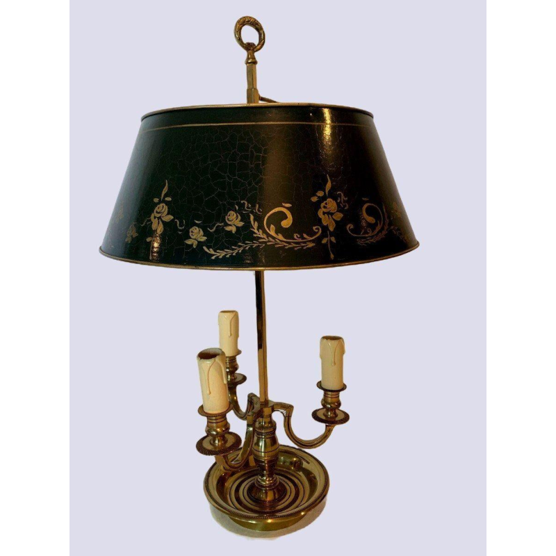 Bronze and patinated sheet metal bouillotte lamp – 20th century