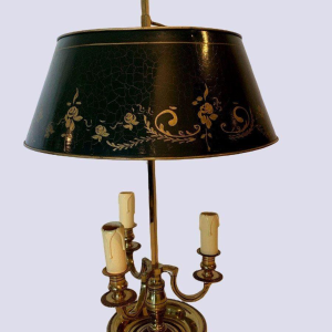 Bronze and patinated sheet metal bouillotte lamp – 20th century