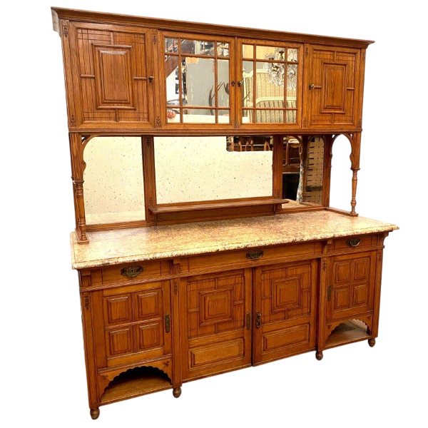 Buffet vitrine double corps de style Louis XVI en bois massif – XXᵉ siècle