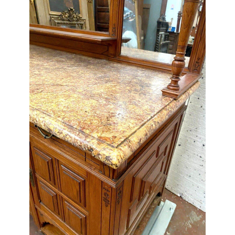 Buffet vitrine double corps de style Louis XVI en bois massif – XXᵉ siècle