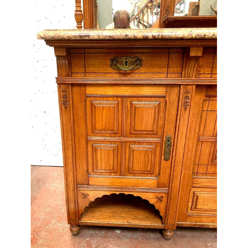 Buffet vitrine double corps de style Louis XVI en bois massif – XXᵉ siècle