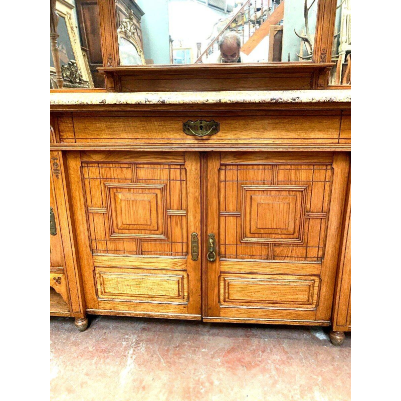 Buffet vitrine double corps de style Louis XVI en bois massif – XXᵉ siècle
