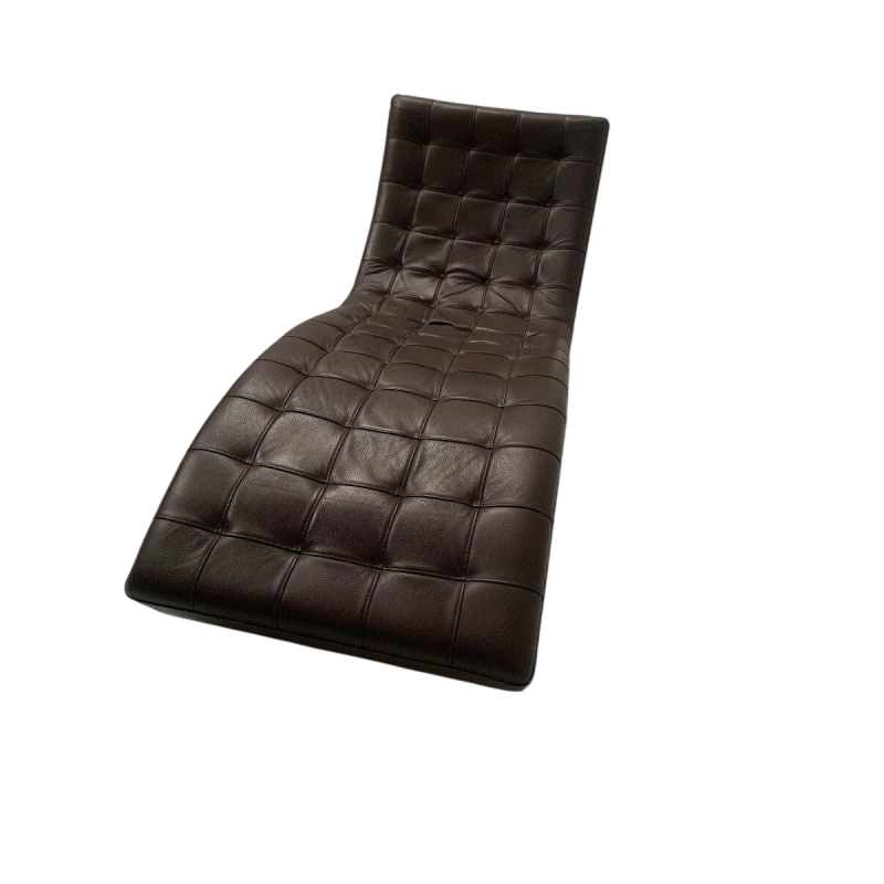 Black leather checkered relaxation bench – 20th century