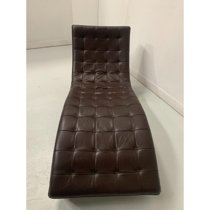 Black leather checkered relaxation bench – 20th century