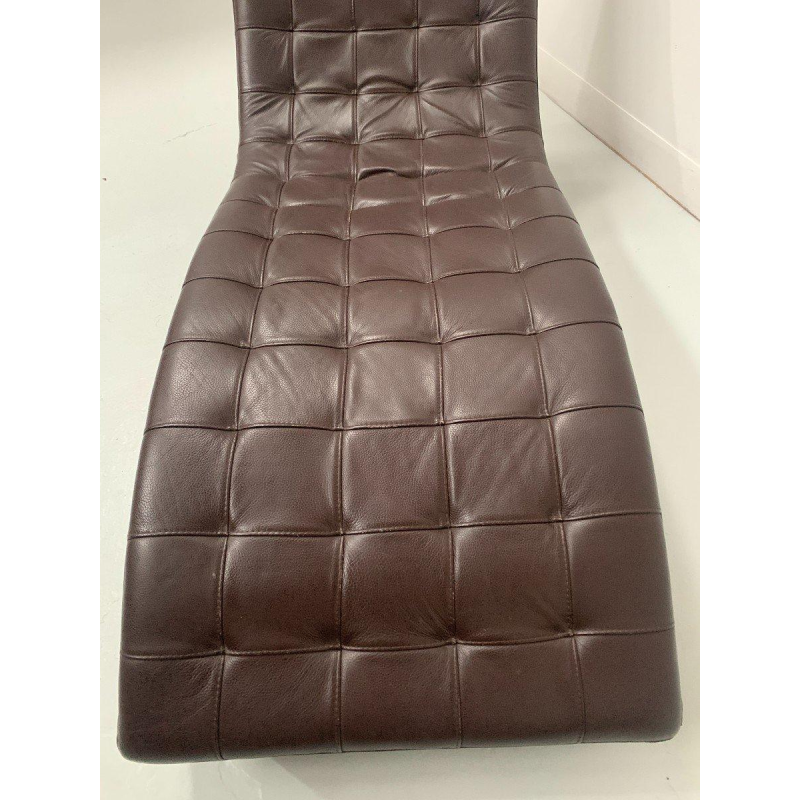 Black leather checkered relaxation bench – 20th century