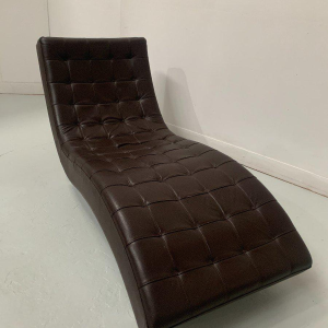 Black leather checkered relaxation bench – 20th century