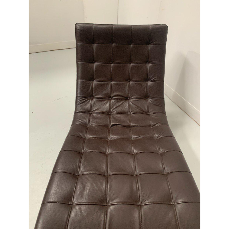 Black leather checkered relaxation bench – 20th century