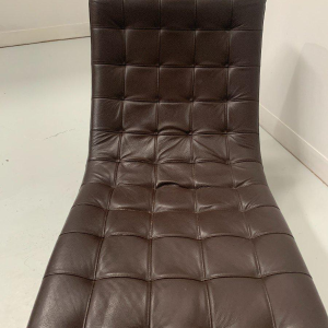 Black leather checkered relaxation bench – 20th century
