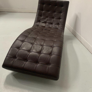 Black leather checkered relaxation bench – 20th century