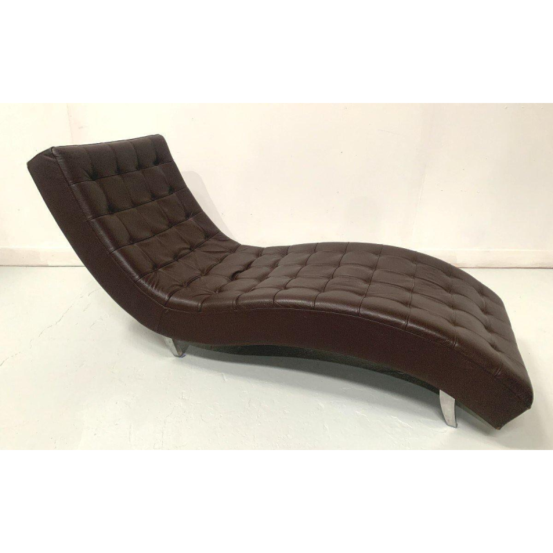 Banquette de relaxation en damier de cuir noir – XXᵉ siècle