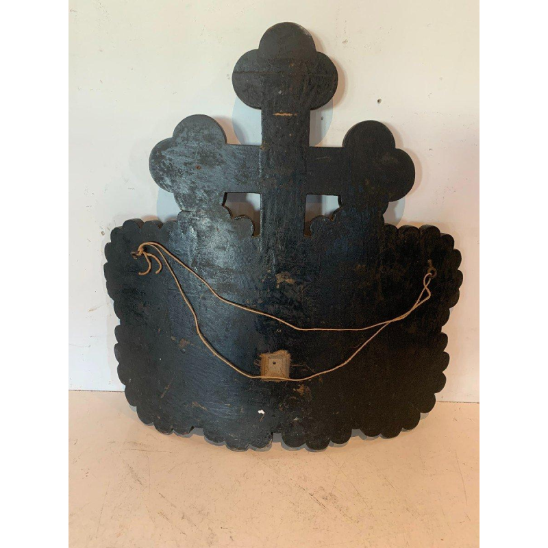 Panneau en bois de marqueterie, décor d’anges ailés – XIXᵉ siècle