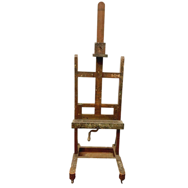 Solid oak rack and pinion painting easel – 19th century