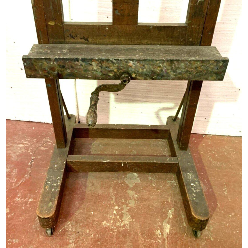 Solid oak rack and pinion painting easel – 19th century