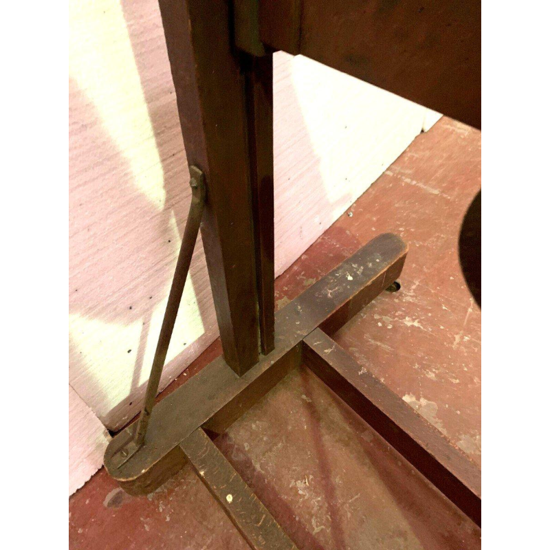 Massief eikenhouten schildersezel met tandwielmechanisme – 19e eeuw