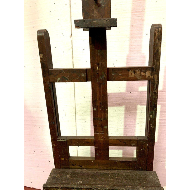 Solid oak rack and pinion painting easel – 19th century