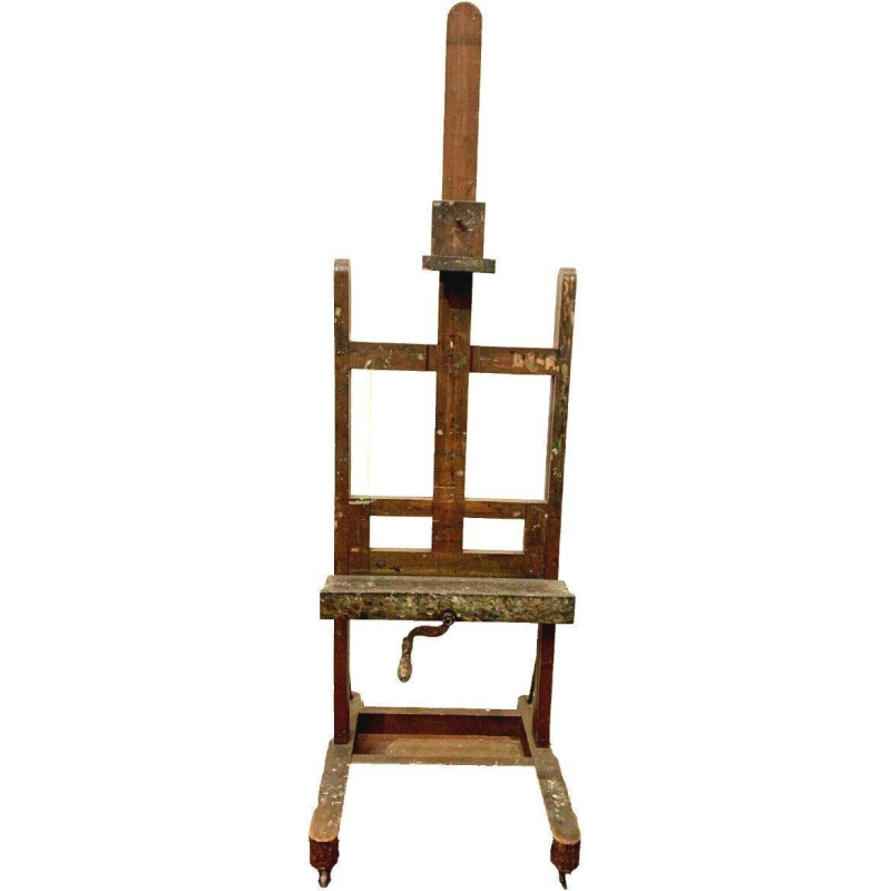 Chevalet de peinture à crémaillère en chêne massif – XIXᵉ siècle