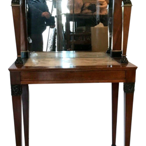 Mahoniehouten consoletafel uit de Empire-periode met spiegelblad – 19e eeuw