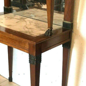Mahoniehouten consoletafel uit de Empire-periode met spiegelblad – 19e eeuw