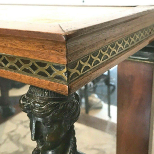 Mahoniehouten consoletafel uit de Empire-periode met spiegelblad – 19e eeuw