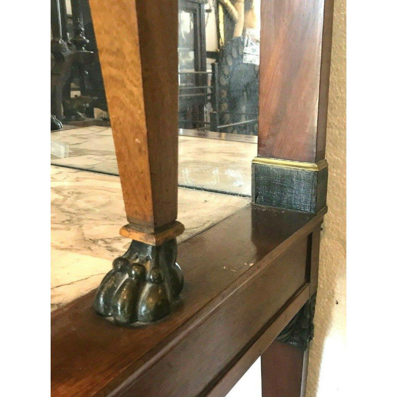 Empire period mahogany console table with mirrored top – 19th century